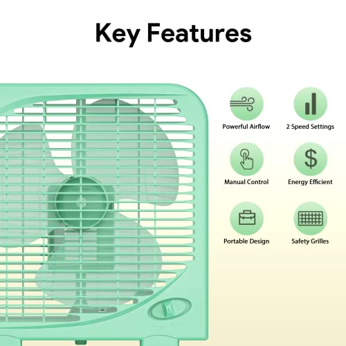 Shinic Box Fan 10 Inch, 2 Speeds, Table Cooling Fan With Strong Airflow, Energy Efficient Small Window Fan With Compact Design, Air Circulation Portable Kitchen Exhaust Fan For Bathroom, And Tabletop #TOP3