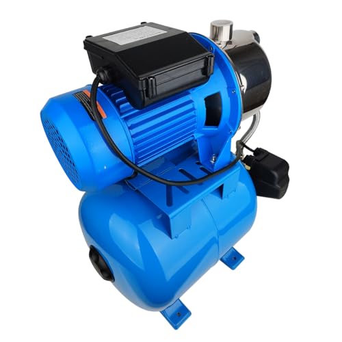 SHYLIYU 1.6Hp SS Shallow Well Pump with Pressure Tank 110V Surface Jet Pump Water Transfer 48m 15GPM Automatic Pressure Booster Pump for Home Garden Sprinkler System Lawn Farm Draining Irrigation Pump