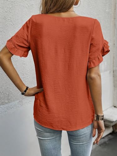 Image of Sugathari Elegant Top, Women's Solid Petal Sleeve Round Neck Ruffle Trim Top II Tops for Women /Girls (TOP 118)