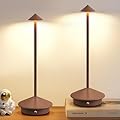 NEWSEE Modern Cordless Table Lamp Set of 2, Portable LED Desk Lamps, 5000mAh Rechargeable Battery Operated Lighting for Bedroom Dining Room Restaurant Coffee Shop Camping Night Light (Brown)