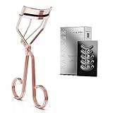 Wimpernzange mit 5 nachfüllbaren Silikonpads - Rose Goldene Wimpernzange für Frauen, Wimpernzange Leicht zu locken offene Augen Wimpern natürlich in Sekunden, kein Ziehen und lange dauern