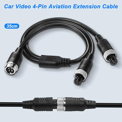 Image of MEIRIYFA Car Video M12 4Pin Aviation Extension Cable Adapter 1 Male to 2 Female Aviation Y Splitter Converter Wire for CCTV Rearview Camera Car Truck Vehicle Backup Monitor-40CM