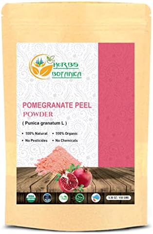 Herbs Botanica Pomegranate Peel Powder 5.3 oz / 150 gms, Natural Punica Granatum | Promote Youthful Skin | Gluten Free & Non GMO | Skin Care