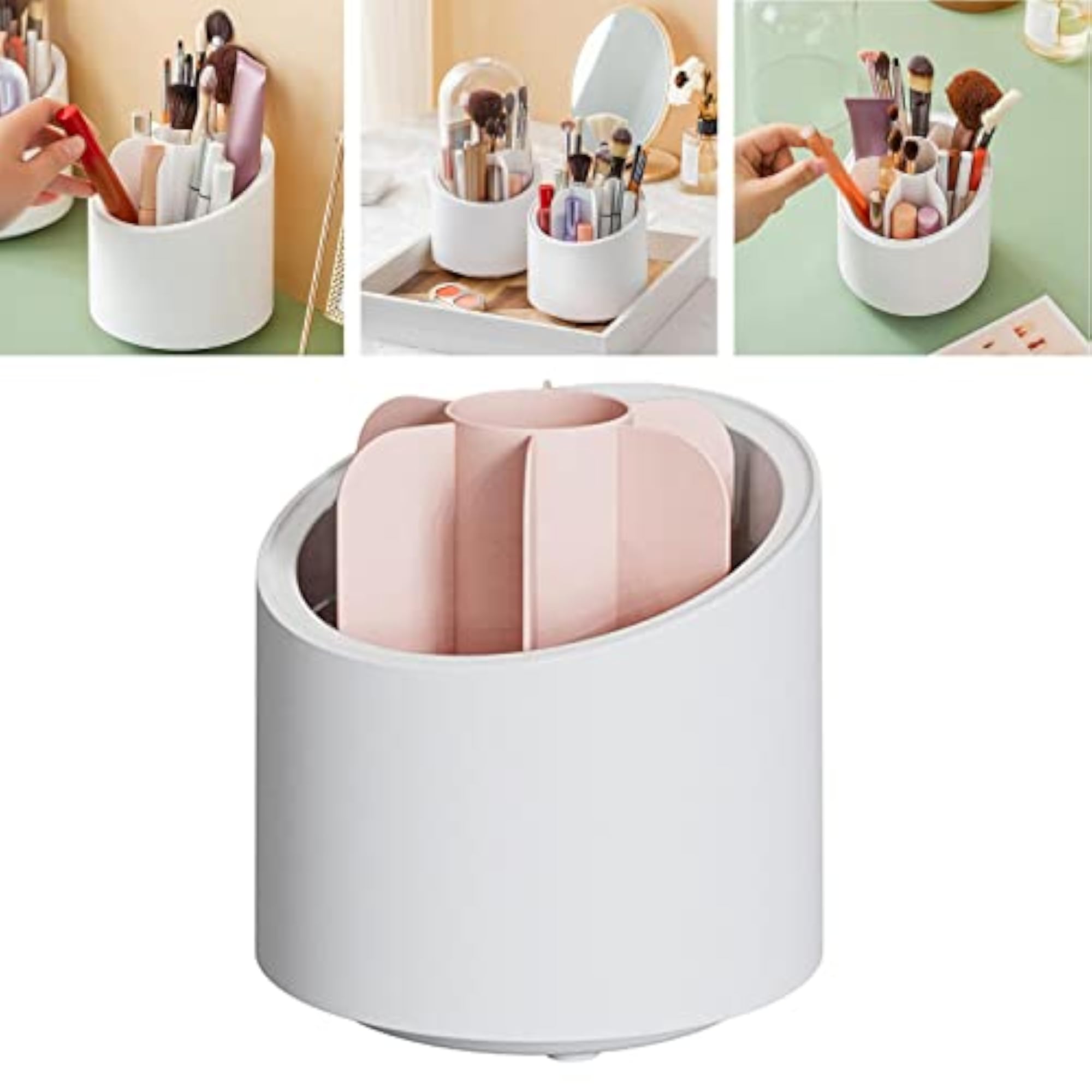360 Degree Rotating Makeup Brush Holder in Pink