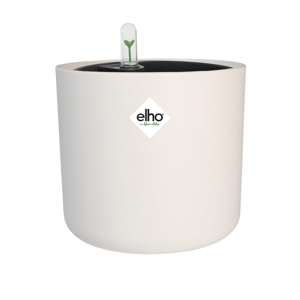 Elho White B.for Soft Round Flower Pot With Self Watering Insert - 100% Recycled Plastic - Plant Pots Indoor - Ø 22 Cm