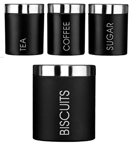 Kabalo Set of 4 Tea Coffee Sugar Biscuit Kitchen Storage Canisters Jars Containers Set