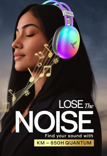 Image of Wireless Headphones, KM-850H Quantum, Bluetooth 5.4, 16 Hours Music Time, Gaming Mode with RGB Lights, Type-C Charging Grey