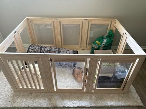Clear Acrylic Dog Playpen with Wooden Frame, 24 Inch Transparent ...