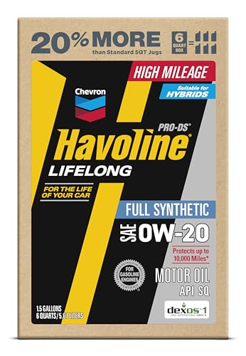Image of Havoline Motor Oil 0w20 PRO-DS Lifelong Full Synthetic Smart Change Engine Oil, 0W-20, 6 Quarts, Pack of 1