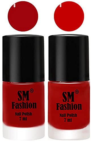 Image of Long Lasting Nail Polish | Nail Paint Combo 7 ml Each) - Set of 2 Light Red-Orange