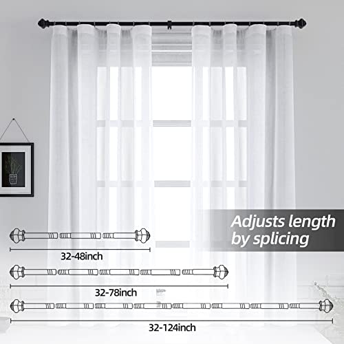Thestoa Curtain Rods for Windows 32-48 inch, 5/8\"Black Curtain Rods, Stainless Steel Heavy Duty Curtain Rods for Bedroom, Living Room, Outdoor Curtain Rod Black - Thumbnail 4