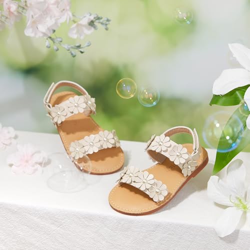 Image of Felix & Flora Toddler Girl Sandals - Flower Girl Dress Shoes Open Toe Little Kid Flats