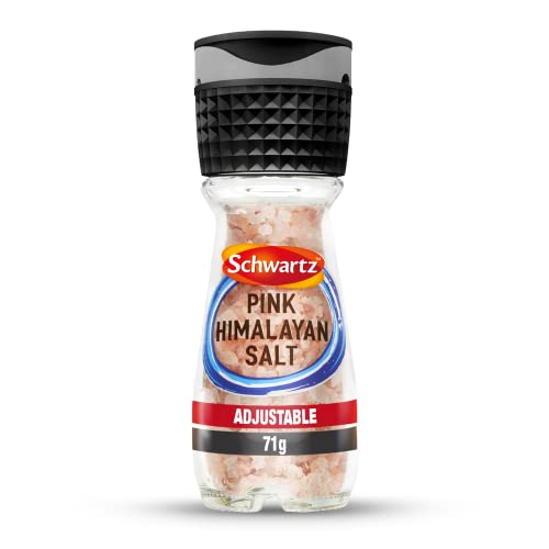 Schwartz Pink Himalayan Salt 71 G | Jar with Grinder | Pack of 1 | Great on Fish Seafood & Chicken | Adjustable to Course Medium or Fine