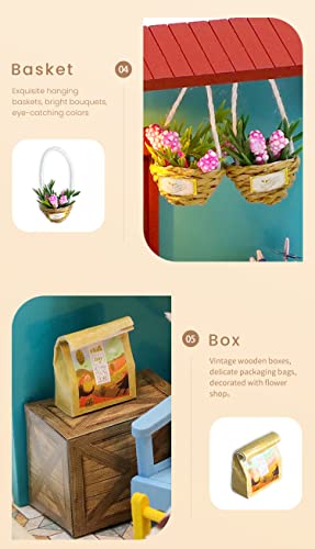 Image of Flever Dollhouse Miniature DIY House Kit Creative Room with Furniture for Romantic Artwork Gift (Flower Leisure Time)