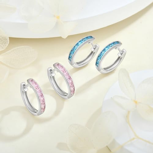 Hoop Earrings 925 Sterling Silver Round Huggie Earring Birthstone Jewelry for Women4