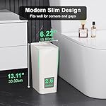 N. NETDOT 3 Pack 10L / 2.6 Gallon Small Trash Can with Lid, Bathroom Garbage Can with Pop-Up Lid, Waste Basket for Bathroom, Kitchen, Bedroom, Powder Room, Craft Room, Office, College (Off White) - Image 2