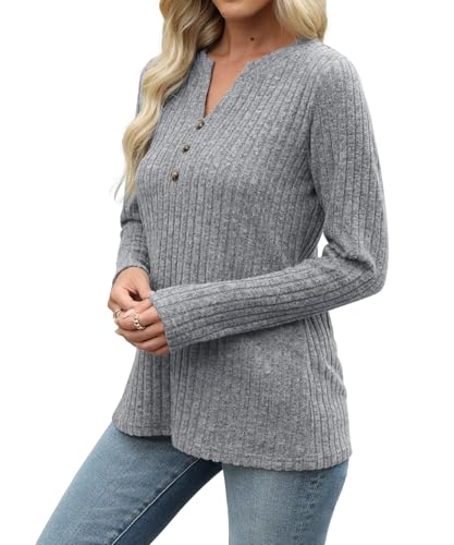 Image of XMTOPYE Sweaters for Women Fashion Long Sleeve Tops Pullover V Neck Casual Loose Sweatshirt