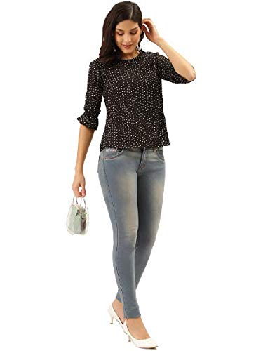 Image of Style Quotient Women Abstract Printed Polyester Smart Casual Top