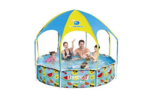 Bestway Steel Pro UV Careful Steel Frame Pool without Pump, with Sun Protection Roof, Splash-in-Shade 244 x 51 cm Pool, Multi-Colour - Image 5