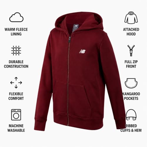 Image of New Balance Boys Zip Up Warm Fleece Hoodie Sweatshirt, Activewear 8-20
