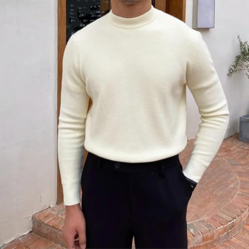 Men's Slim Warm Sweater Solid Color Half High Neck Sweater3