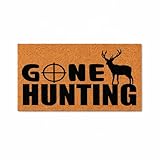 WoodByStu Gone Hunting Doormat, Deer Buck Silhouette, Target Crosshair Design, Hunting Season Decor, Hunter Gift, Front Porch Mat 3551 (16x24 inches) 3551