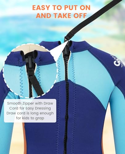 Foto von Gogokids Kinder Neoprenanzug 2,5mm, Neopren Thermische Badeanzüge mit UV 50+ Schutz für 3-10 Jahre Mädchen Jungen Schwimmen, Surfen, Tauchen, Schwimmunterricht