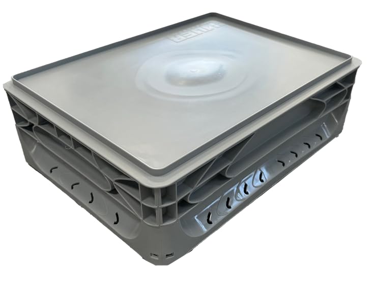 Solent Plastics 10 Litre Deep Pizza Bread Dough Proofing Tray complete with Lid - 40 x 30cm x 12cm - Fits in domestic fridges! (Grey)