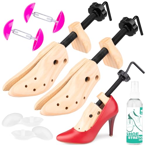 SULPO 1 par de tensores de zapatos, espray para estirar zapatos de piel, para zapatos ajustados, tallas 34 – 45, Set 2, 42-45