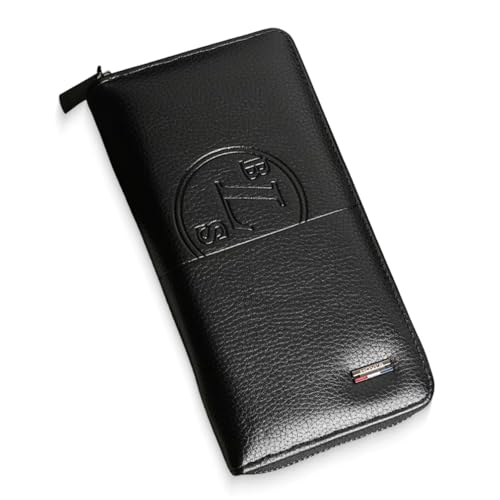 Men's Premium RFID Blocking Long Wallet with Detachable Chain - Bifold Design with Multiple Card Slots & Coin Pocket, Secure Travel Wallet for Everyday Use Gift for Him (Black)