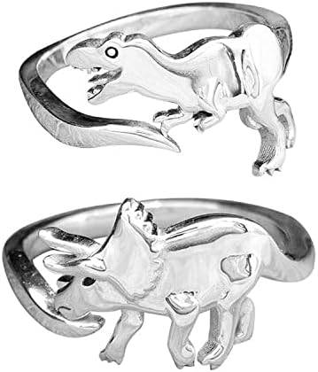 COLORFUL BLING Dinosaur Rings Tyrannosaurus Triceratops Adjustable Rings Knuckle Band Jewelry for Him Her Personalized Jurassic Era Animal Jewelry - Image 3