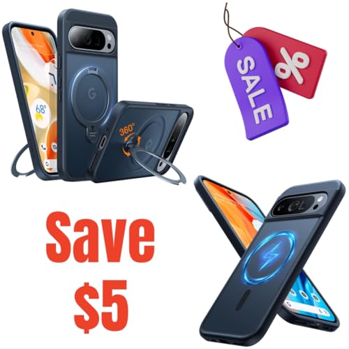 TORRAS 360°Spin Magnetic Stand & Magnetic case for Google Pixel 9 Pro Case/Pixel 9 Case, Black