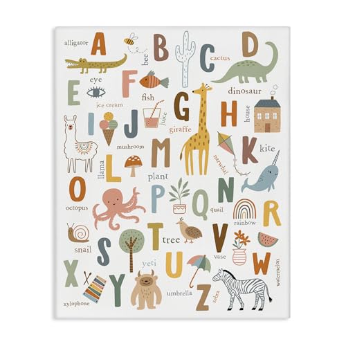 Stupell Industries 'Fun Educational ABC Chart Cute Animals ', Canvas Art, 30 x 40 Inches, Easy to Hang and Sturdy, Made in USA, by Nina Seven