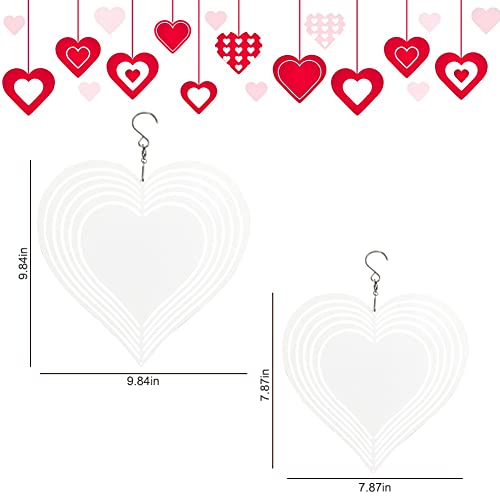 4Pack Sublimation Wind Spinner Blanks 2 Sizes 10Inch & 8Inch 3D Outdoor Hanging Aluminum Double Sided Metal Wind Spinner Blanks Wind Powered Kinetic Sculpture For Yard Garden Patio (Heart) #TOP1