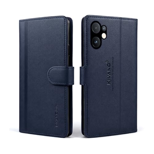 Image of KIVANO LUXE for Vivo V60E 5G / Vivo T4 Pro 5G / Vivo V60 5G Luxury Handmade Leather Magnetic Flip Folio Case | Card Holder & Kickstand | Slim Protective Cover | Unisex - Blue
