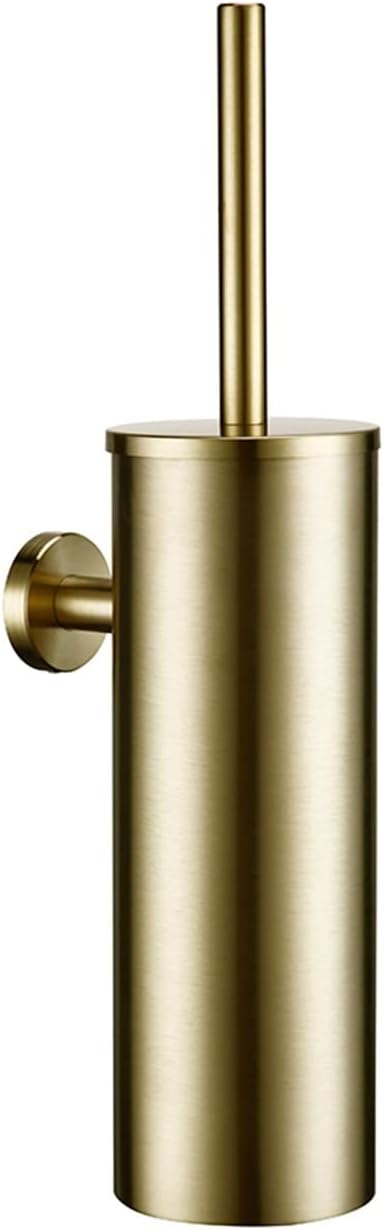 RAHBI Toilet Brush Holder Matte Black Bathroom Accessories Hardware Stainless Steel Material Wall Mount Cleaning Tool Durable Vertical Leisurely (Color : Brushed Gold)
