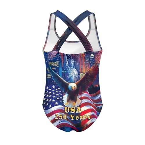Image of Xpyiqun Swimsuit for Girls One Piece Bathing Suits Size 5-14 Sleeveless Swimwear Cross Shoulder Strap Swimming Wear