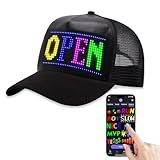 LED Hats, LED Display Screen Baseball Caps,Bluetooth APP Control,Supports Text, Patterns, Animations for Party Bar Christmas Black