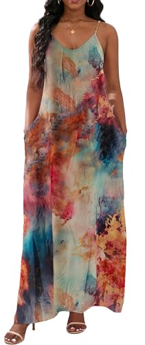 Image of vunahzma Womens Casual Fashion Sleeveless Plus Size Loose Long Sexy Maxi Dress with Pockets