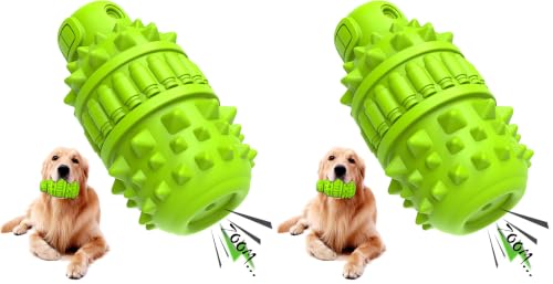 Image of PIFFZEDO Dog Toys for Aggressive Chewers,Interactive Natural Rubber Chew & Squeaky Toy for Large Medium Breed,Dog Toothbrush,Tough & Durable (Green,Large) (Pack of 2)