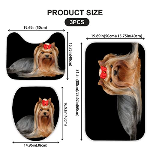 Badematte Yorkshire Terrier Tierhund Badematten Set rutschfest Waschbar Badgarnitur 3teilig - WC Deckelbezug U-förmigen… – Bild 3