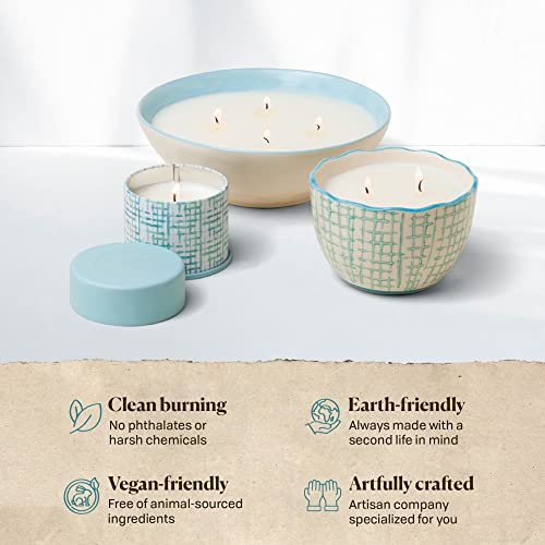 Paddywax WTE12003Z Scented Candles Firefly Terrace Collection Soy Wax 2-Wick Candle In Food-Safe Hand-Painted Ceramic Bowl thumb #3