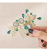 Flayem Hochzeit Braut Haarkämme Grün Strass Haarkamm Kristall Haarschmuck für Frauen Bräute und F...