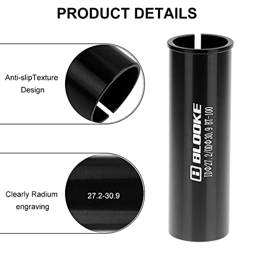 HOTMNTY Aluminium Mountain Bike Seat Post Shim, 100 mm, 27.2 mm - 30.9 mm, Black, 30.9-27.2-100 mm - Image 4