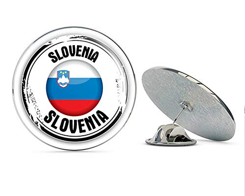 Slovenia Glossy Flag Grunge Stamp Round Metal 0.75
