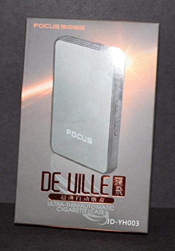 Image of MEESA Focus Ultra Thin Plastic, Stainless Steel Cigarette Case with Inbuilt Cigarette Lighter