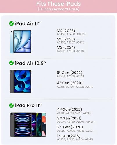 Image of typecase Edge Keyboard Case for iPad Air 11-inch(M4 /M3 /M2, 2026 /2025 /2024), iPad Pro 11 inch (4th /3rd /2nd /1st Gen) & iPad Air 10.9 inch 5 /4th Gen, Multi-Touch Trackpad, 11-Color Backlight, Pink