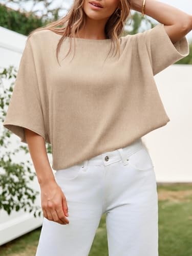 Cicy Bell Womens Half Sleeve Sweaters Oversized Boat Neck Knitted Pullover Sweater Trendy Casual Loose Fit Fall Tops3