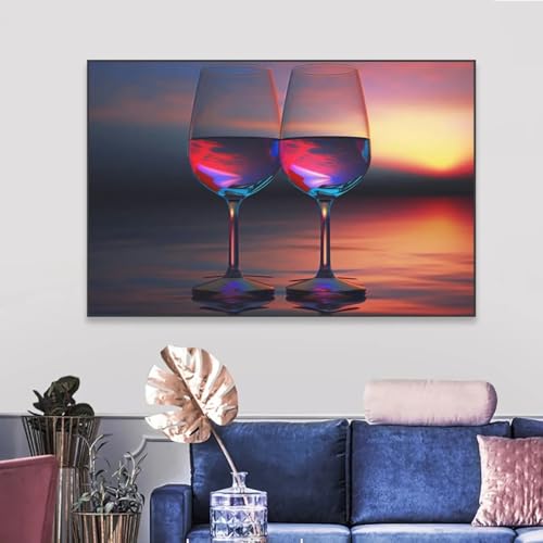 Affiche verre à vin et tableau abstrait décoration murale maison 60x80cm