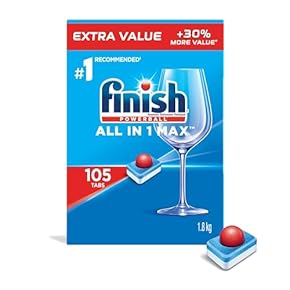 Finish Lessive pour lave-vaisselle, All In 1 Max, Fresh, 105 tablettes